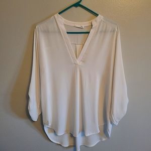 Lush Sheer White Open Henley Blouse